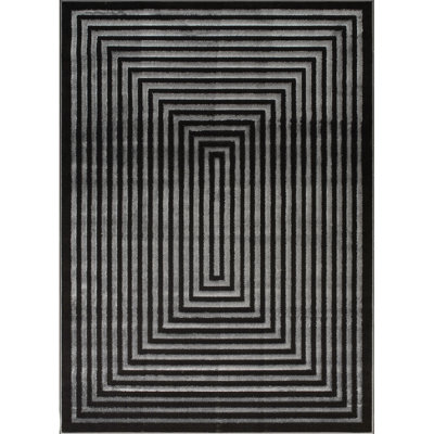 Monaco Series Abrstract Black/Gray/Ivory/Beige Area Rug