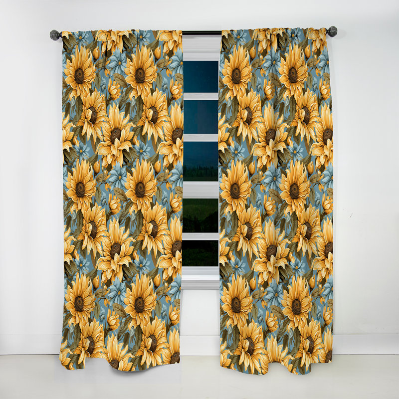 Sunflower Shores - motif tropical - rideau en velours tropical - obscurcissant - 1 panneau, L 52 po x L 108 po