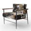 Fauteuil d'appoint rembourré abstrait doré et gris Fusion IV-112889660