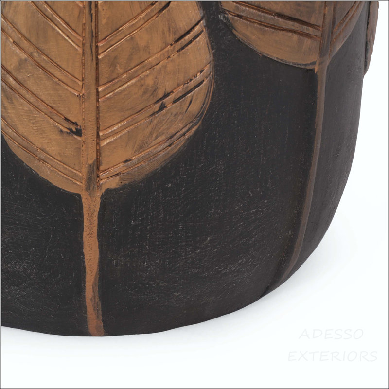Leaf Pattern MGO Side Table with Copper Finish