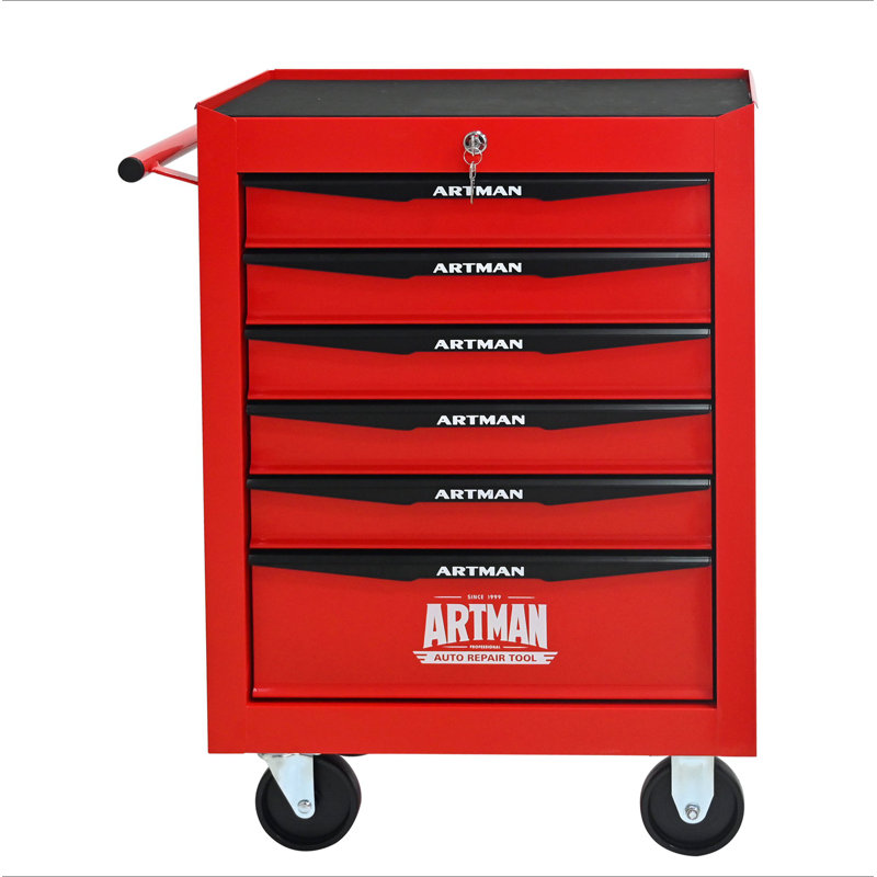 Coffre à outils roulant en métal avec 6 tiroirs, armoire à outils à 6 tiroirs de 20 po avec glissières à roulement à billes, coffre à outils en acier