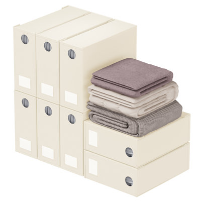 Ensemble de 8 organisateurs de draps et rangement, organisateur de placard en lin pliable avec fenêtre pour literie grand et très grand