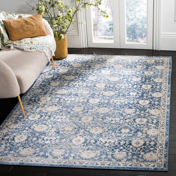 Langley Street Evart Performance Navy/Creme Rug & Reviews | Wayfair