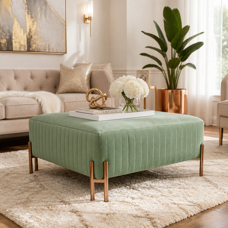 Repose-pieds en tissu Dinuk, Vert