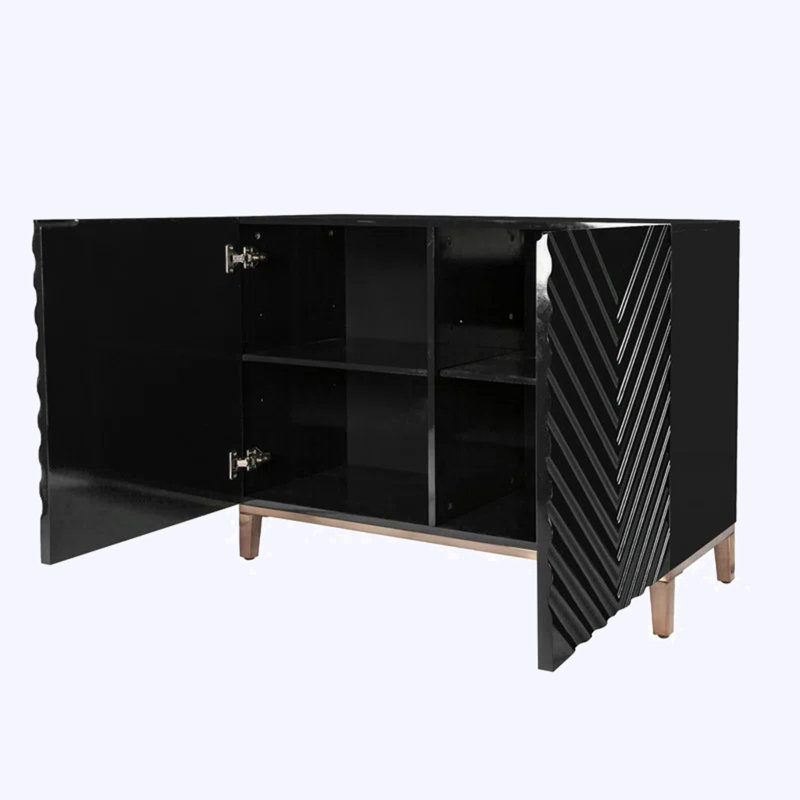 Buffet moderne avec tablettes réglables, Noir, noir, noir, noir