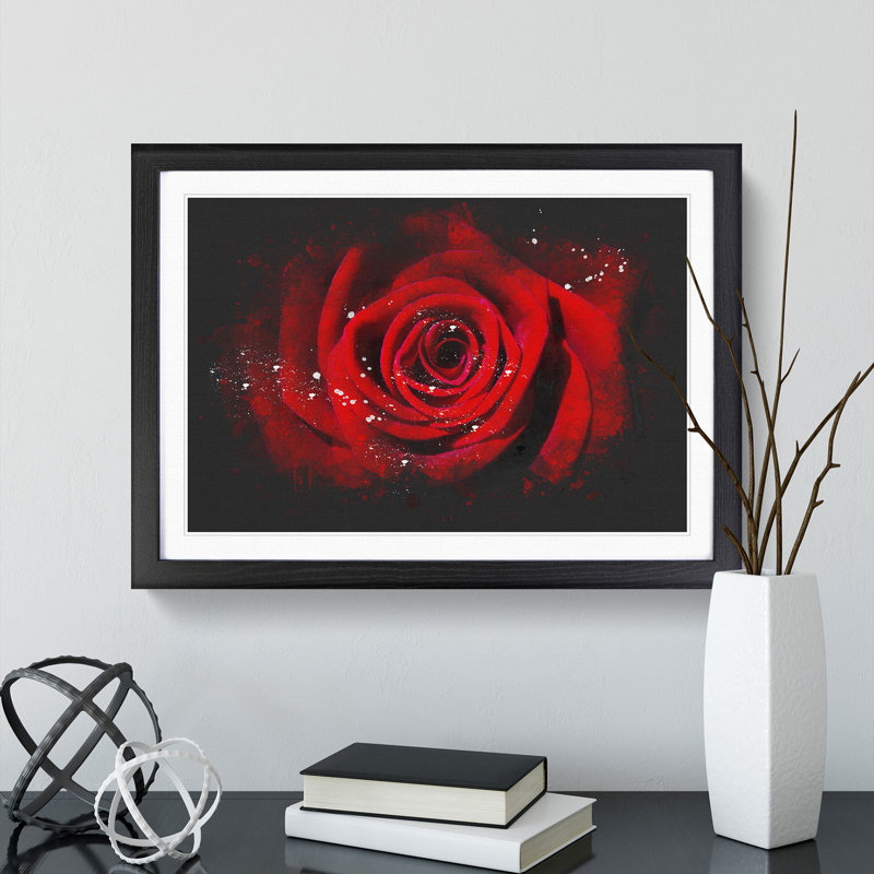 Red Rose Flower Vol.5 - Picture Frame Painting, Black Framed, 27cm H x 36cm W x 2cm D