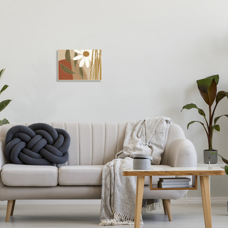 Arrangement floral de marguerite abstraite par Kyra Brown, Plaque murale, H 10 po x l 15 po
