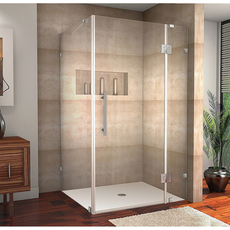Cabine de douche rectangulaire à charnière 40 po x 72 po Avalux, Acier inoxydable