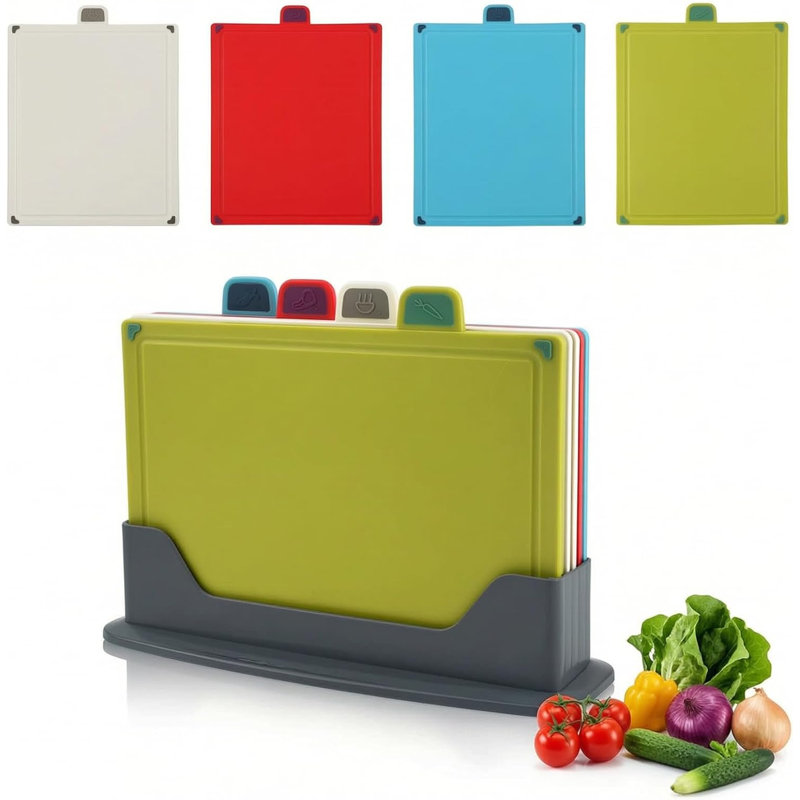 4pcs Food Grade PP Chopping Boards with Stand