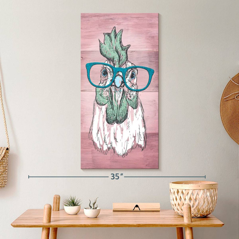 «Four Eyed Chicken» sur toile, H 30 po x l 15 po x P 1,25 po