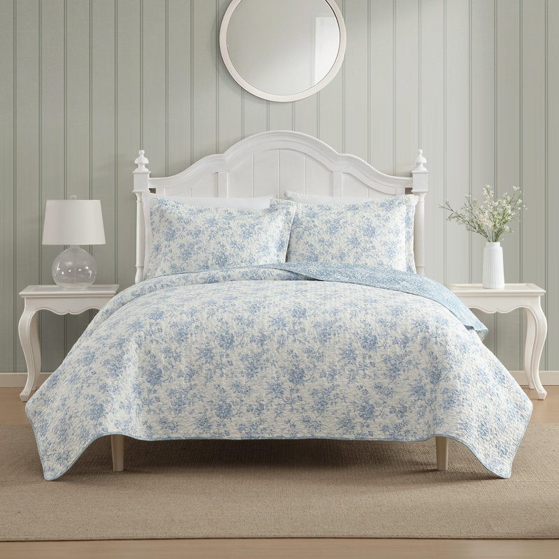 Ensemble de courtepointe réversible en coton Laura Ashley, King