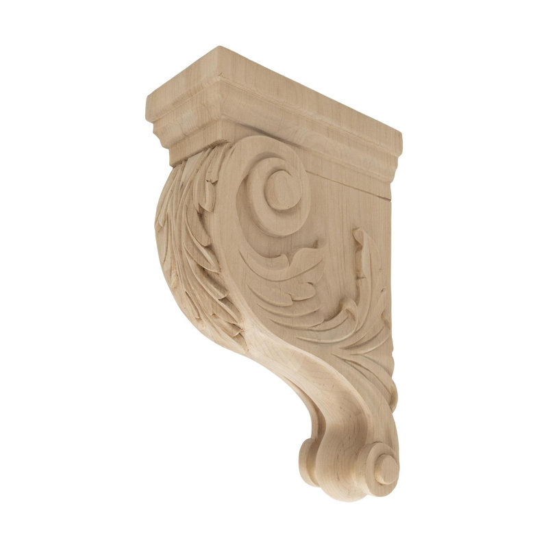 Grand corbeau en bois d'acanthe massif sculpté à la main 13 po x 4 po x 8-1 / 2 po, Aulne