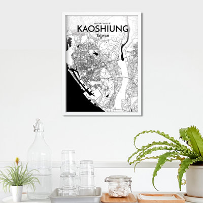 Kaoshiung City Map In Ink - No Frame Print