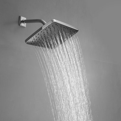 Single Handle 1-Spray Square Shower Faucet Set 2.5 GPM With High Pressure Shower Head In Polished Chrome(Valve Included)