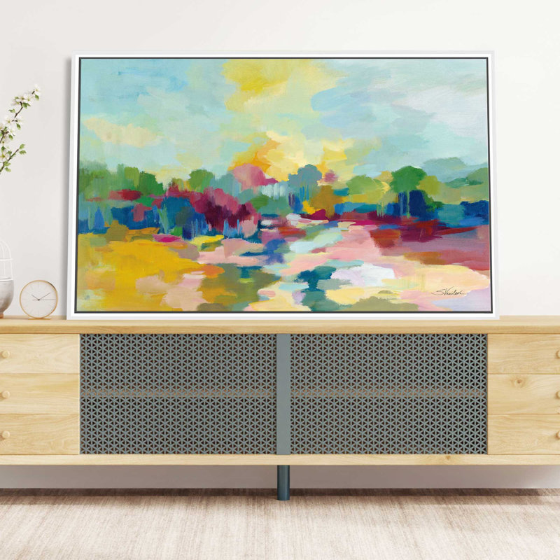 706-6200 " Colorful Inlet " Painting Print, 33.5" W x 21.5" H, White Framed