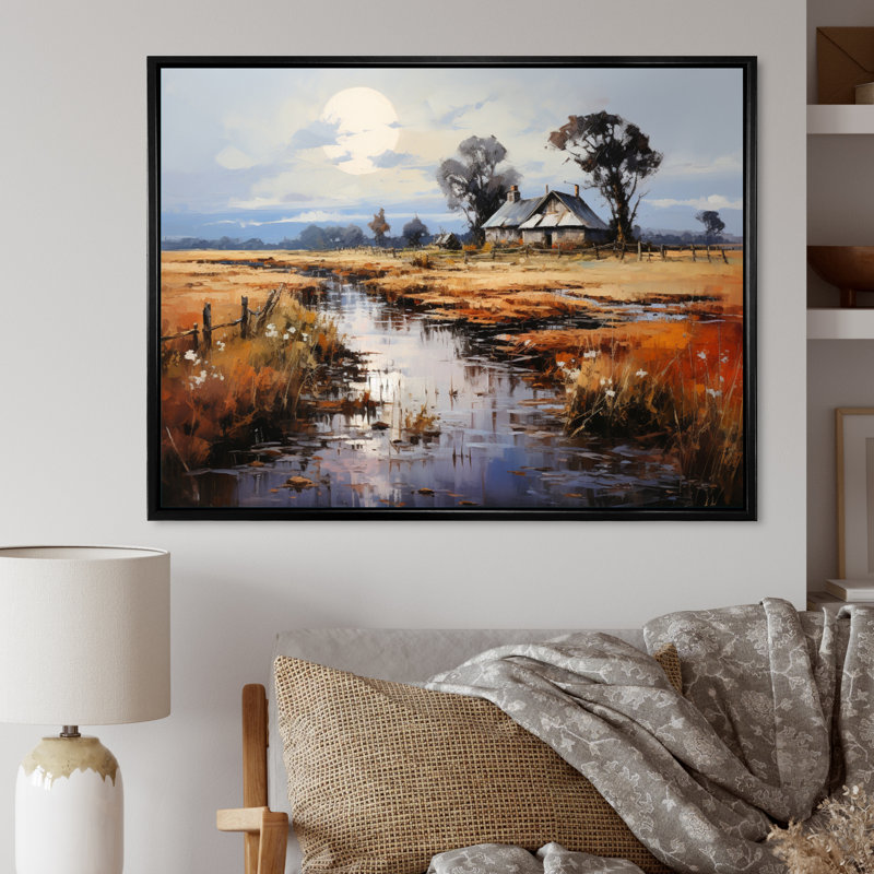 Jimmiah Farmhouse River Reverie I - Imprimé, Cadre flottant noir, H 24 po x l 32 po x P 1 po