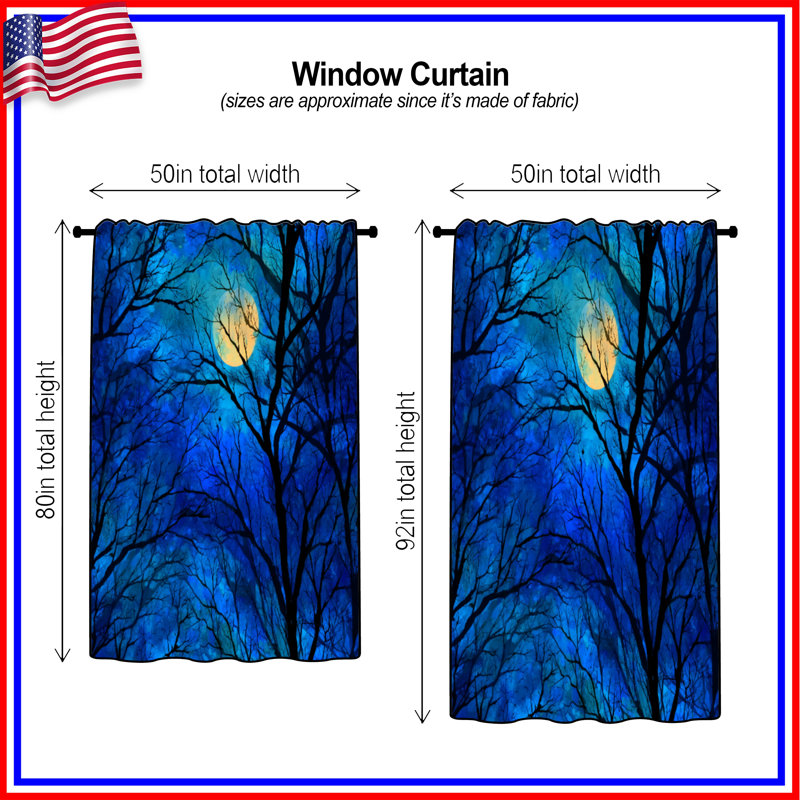 Rideaux Moonlit Trees, Transparent, 50" x 80" - 1 Panel