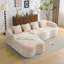 Canapé modulaire en L pleine compression avec méridienne courbée, canapé rembourré en chenille beige, haute densité-549571616