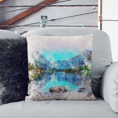 Padarn Lake in Snowdonia Wales Scatter Cushion with Filling