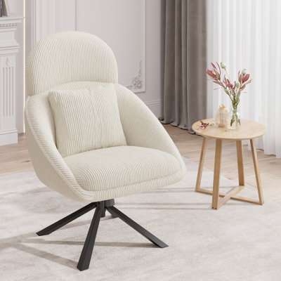 Modern Swivel Accent Chairs Oversized Upholstered Corduroy Rocking Armchairs with Adjustable High Headrest -  George Oliver, 067F931E67DA4ABAA24179E32BE27EC0