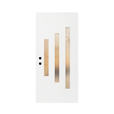 Porte extérieure 36 po x 80 po en fibre de verre blanche avec fenêtre d'intimité à droite, seule dalle