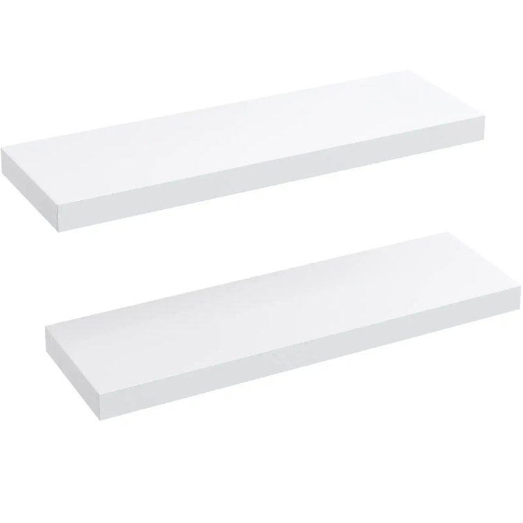 White Floating Shelves for Wall Decor, 24 Inches Long Wall Shelves for  Bedroom Storage, Large Deep Wall Mounted Shelves for Bathroom Towels,  Laundry