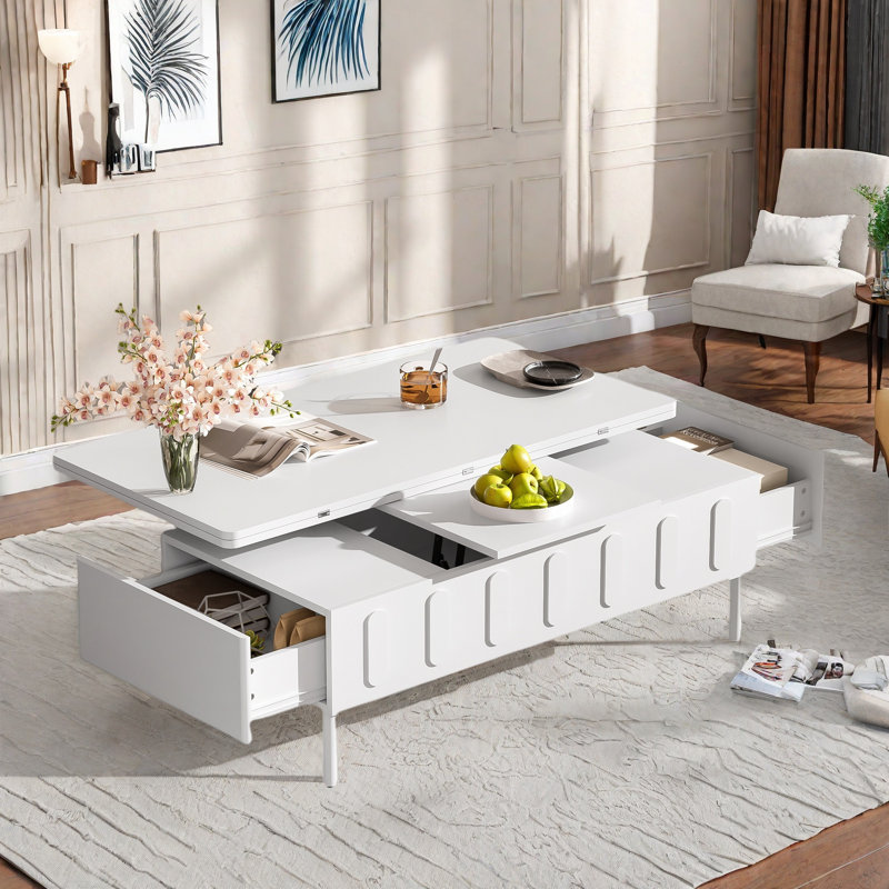 Lift Top Coffee Table With Storage, White