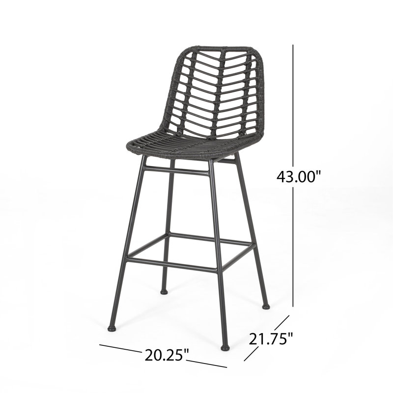Tabourets de bar d'extérieur en osier (ensemble de 2), Gris