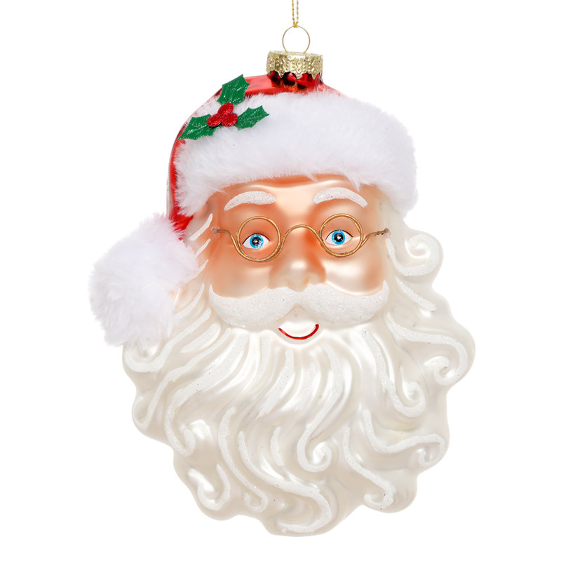 Jolly Santa Head Ornament, 6.5 Inches