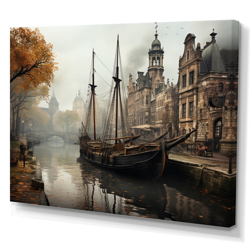 Beige canal rétro - sépia, Toile tendue, H 12 po x l 20 po x P 1 po
