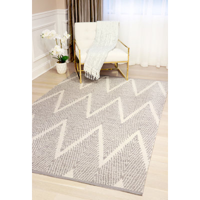 Simplicity Handwoven Cotton Gray/Ivory Area Rug