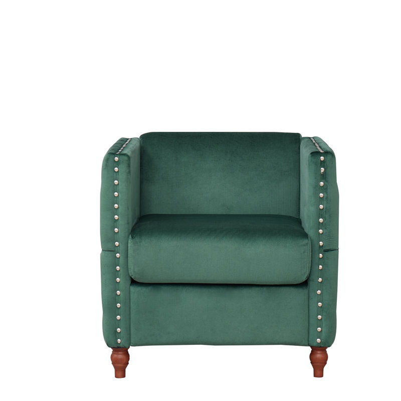 Chaise avec accoudoirs en velours 28,3 po, Velours vert