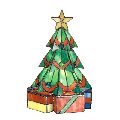 Tiffany Holiday Christmas Tree Accent Table Lamp