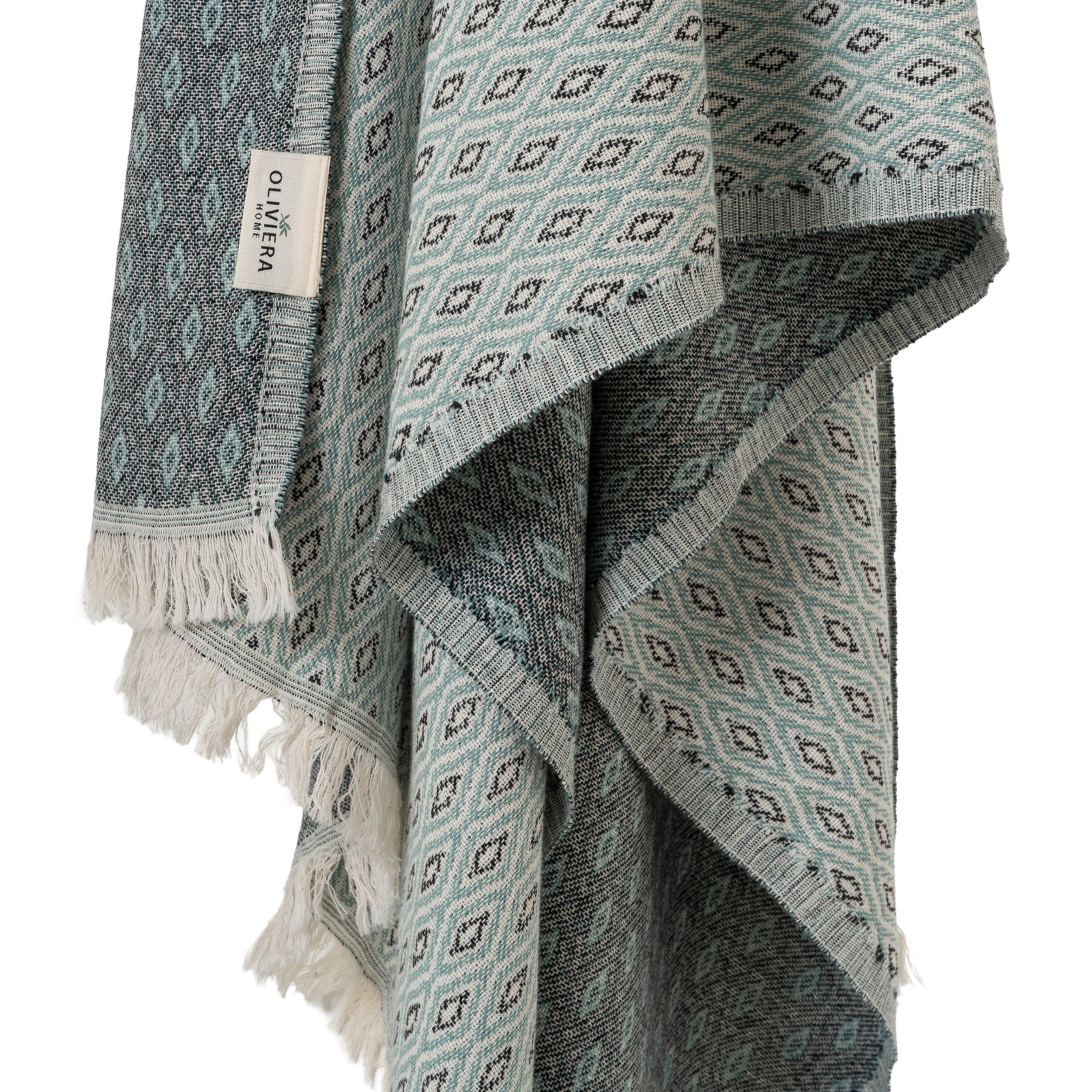 Diamond Loom Turkish Cotton Towel & Throw, Sage Green