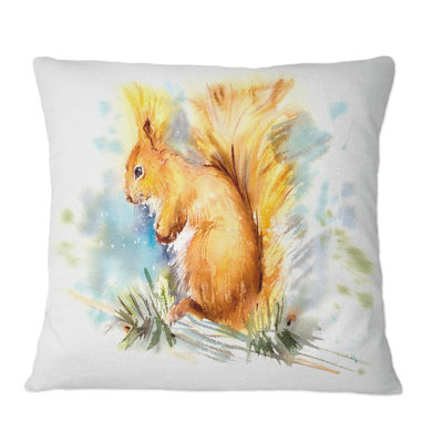 Portrait d'un écureuil roux - coussin décoratif imprimé traditionnel