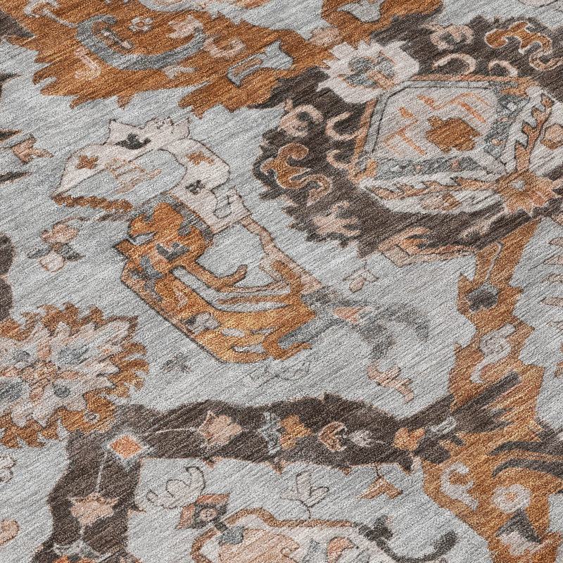 Machine Washable Indoor/Outdoor Xhevrie Paprika Rug, Rectangle 10' x 14'