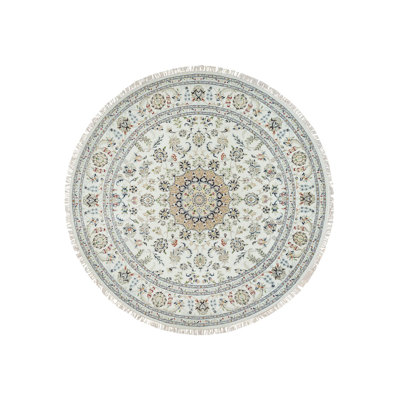 Tapis oriental rond en laine noué à la main 7 pi 10 po x 7 pi 10 po - MOA10265298