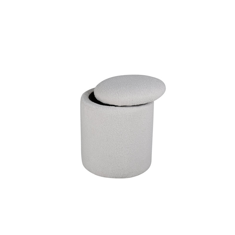Darence 32cm Wide Round Pouffe Ottoman, Off White