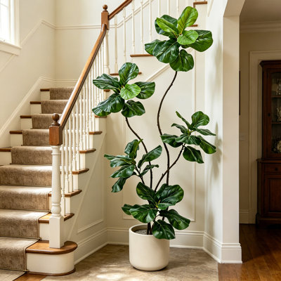 Figuier artificiel 6 pi, figuier avec tronc réaliste, ficus artificiel avec feuilles vertes dans un pot en plastique, plante en pot élégante, convient pour la décoration de bureau à domicile, la décoration intérieure / extérieure, le salon et le cadeau de pendaison de crémaillère