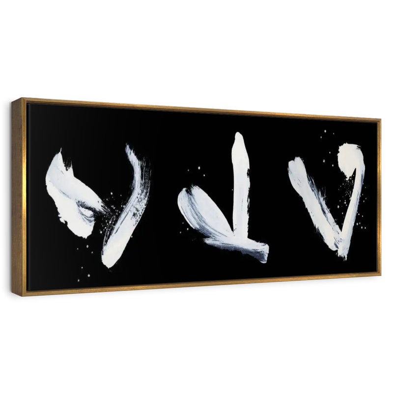 Black Wildman Strokes, Cadre flottant doré, 28 po x 10 po