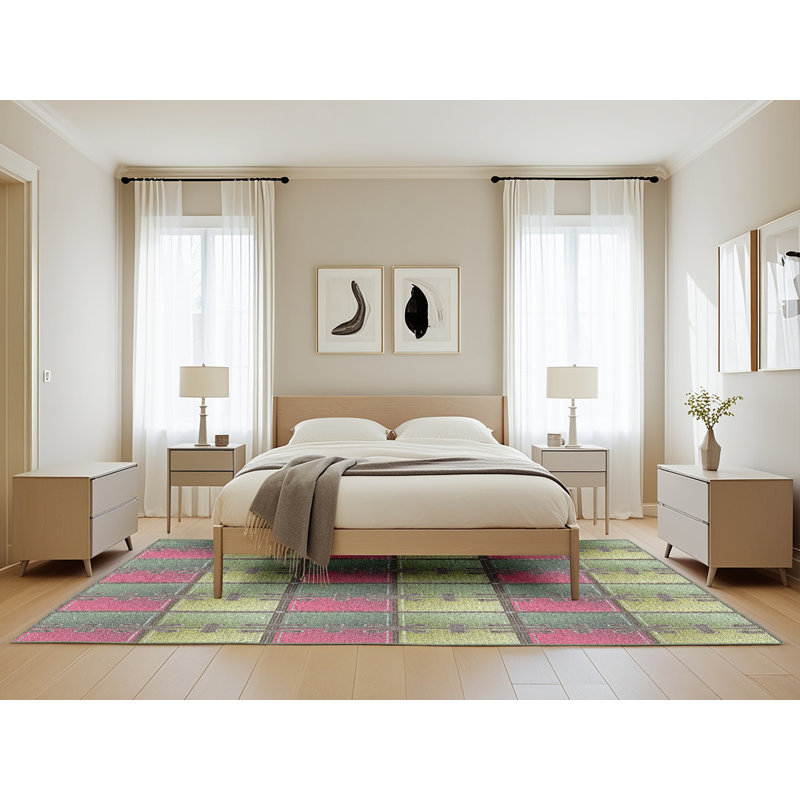 Tapis noir/gris à motifs, Rectangle 5 pi x 8 pi