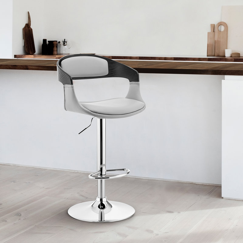 Chaise de bar pivotante en similicuir et fer Aurick, Noir, Gris2, Chrome