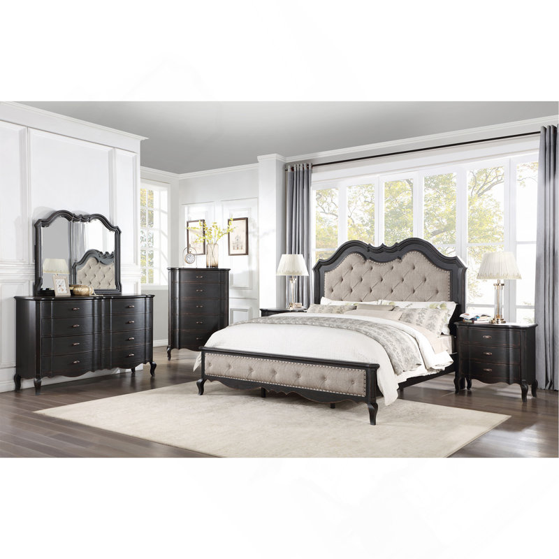 Table de chevet 3 tiroirs noir antique, Noir antique