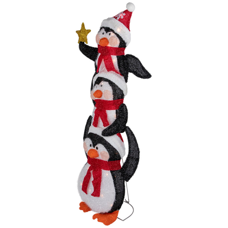 Figurine lumineuse de famille de pingouins empilés