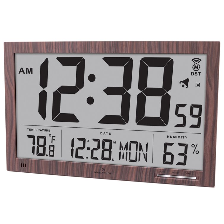 Marathon CL030062WD Slim-Jumbo Atomic Digital Wall Clock