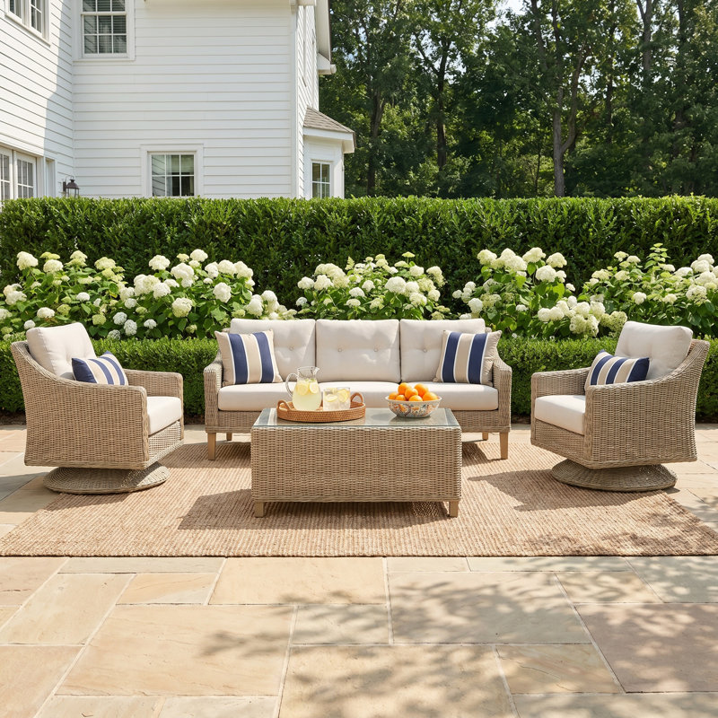 Kells 4 Piece Rattan Sofa Seating Group with Cushions