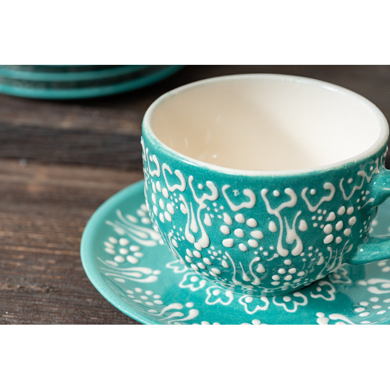 Hand Painted Ceramic Ceramic, 2.5 oz, Green