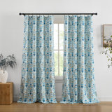 Clara Floral Damask Patterned Window Back Tab Rod Pocket Curtains Bedroom - Light Blocking Darkening Window Panels, Set of 2