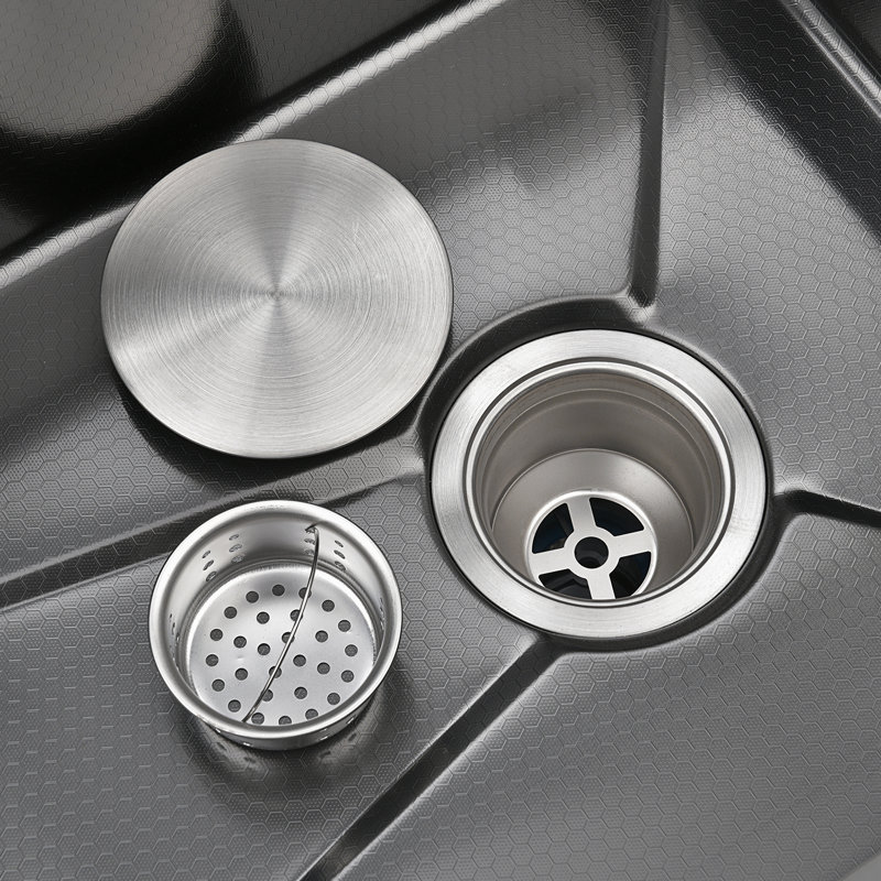 Ensemble d'évier de cuisine en acier inoxydable avec affichage de la température, gris, KS2205