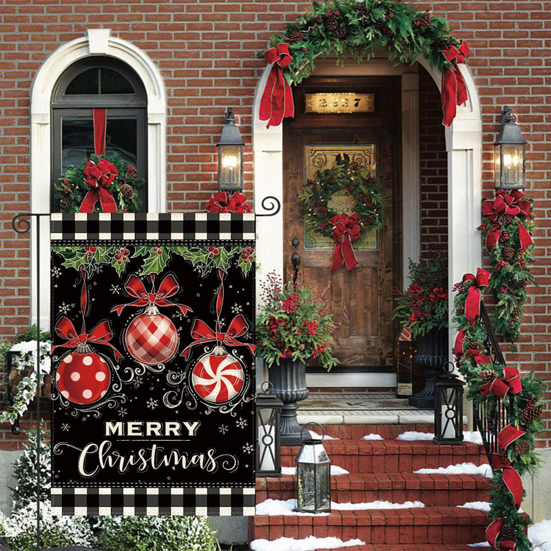 Drapeau de la maison de la vie colorée Buffalo Plaid Merry Christmas
